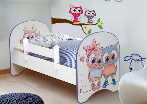 Кровать подростковая 160х80см с фотопечатью без ящика  (Совушки)