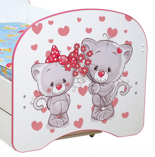 Кровать подростковая 160х80см с фотопечатью без ящика  (Котята)