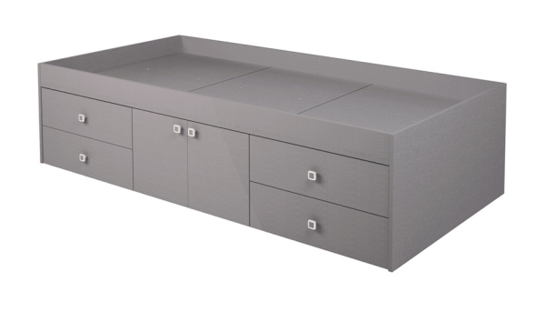 Кровать подростковая Polini Simple 3100 Н 4ящика 190х90см (0002217.42 Серый)