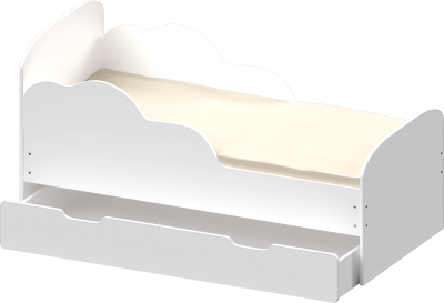 Кровать подростковая Облака-1 140х70см с ящиком ЛДСП (Белый/белый)